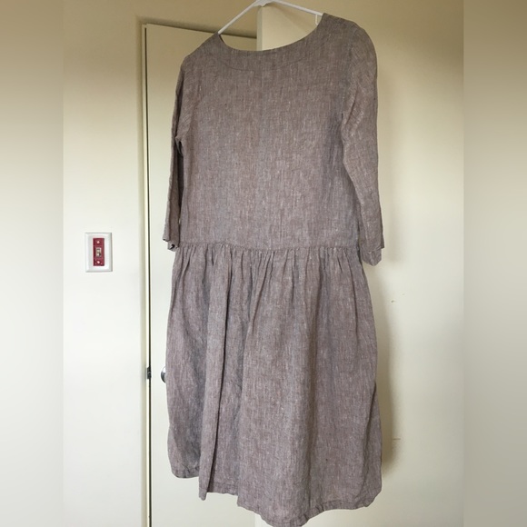 ❣️sold❣️lenok linen Brown Dress Size Small Knee Length Pockets - Picture 4 of 10